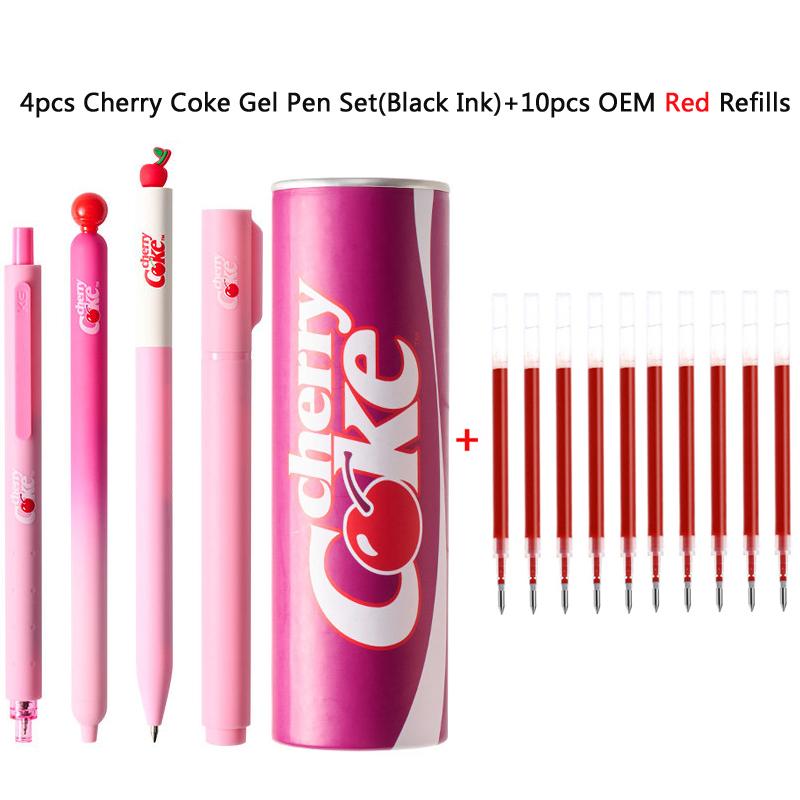 KACO x Cherry Coke Collab"Sakura Flavor"Gel Pen Set,Cute Soda Can Design,Smooth Quick-Dry Ink,Large Capacity,Perfect for School