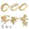 ZHUKOU Butterfly Ear Cuffs Women Clip On Earrings Flower No Pierced Earrings for Women Cubic Zirconia Jewelry VE705