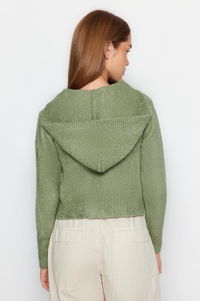 Женский модный новый кардиган мятный вязаный кардиган с капюшоном из букле