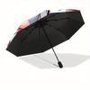 1pc Cherry Blossoms Butterflies Eeyore's Pattern Beautiful Looking Automatic Folding Umbrella, 3 Folding, 8 Iron Frame Design, Durable and S