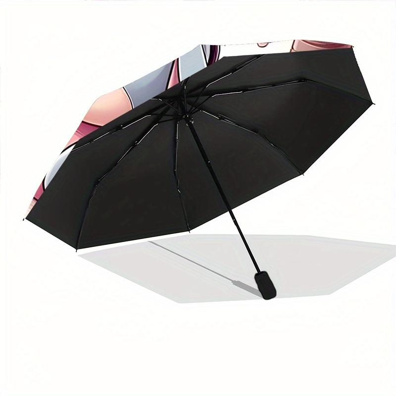 1pc Cherry Blossoms Butterflies Eeyore's Pattern Beautiful Looking Automatic Folding Umbrella, 3 Folding, 8 Iron Frame Design, Durable and S