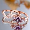 Элегантный круглый фиолетовый циркон искусственный жемчуг кольца набор для женщин изысканный розово-золотой цвет циркон кольцо винтажные ежедневные вечерние украшения лучший подарок