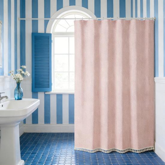 Бохо шторка для душа с кисточками, шторка для душа в стиле фермерского дома с бахромой, занавеска для ванной с люверсами и крючками для дома, автодома, декора ванной комнаты