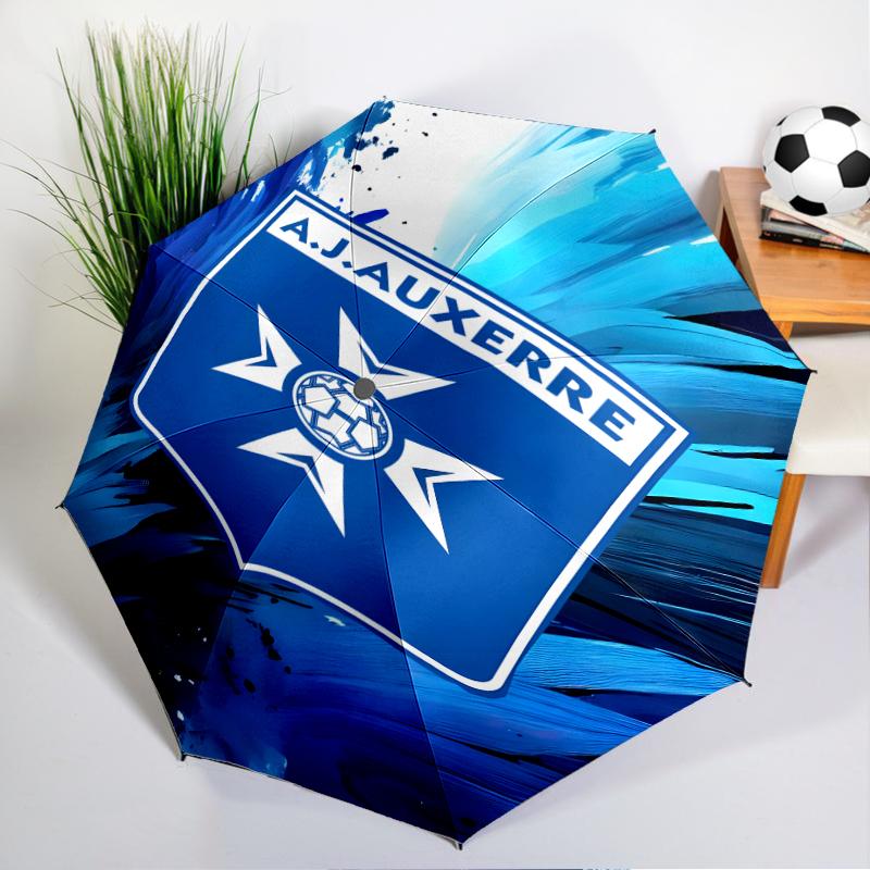 Auxerre Crest Design Automatic Folding Umbrella - 8-Rib Travel Umbrella with Auto Open/Close & Portable, Gift for Christmas, Birthdays