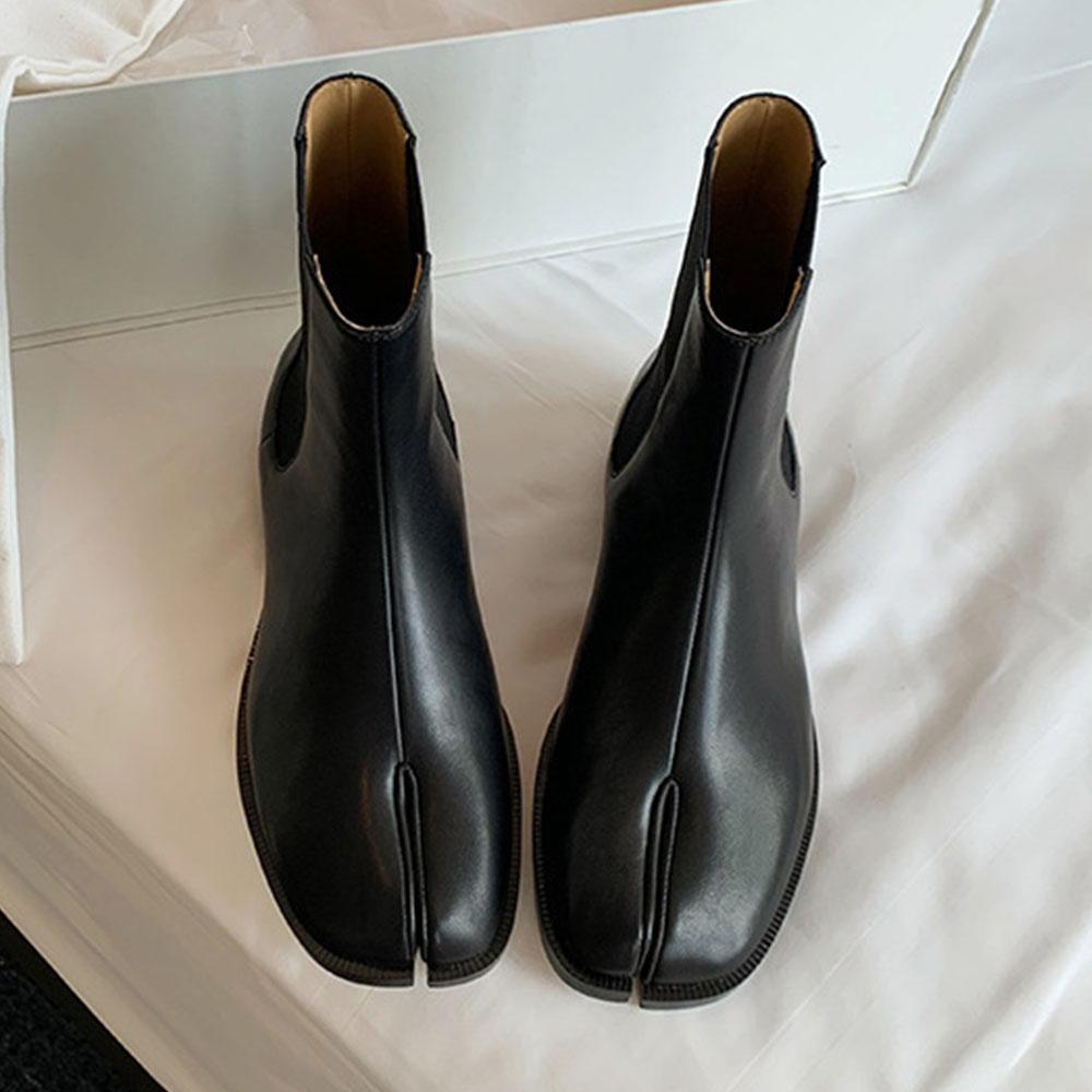 Ботинки челси с раздельным носком для женщин, абсолютно новые, осенне-зимние, современные женские ботильоны на низком каблуке, женская обувь