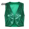 Birthday Party Performance Gear Shiny Sequin Vest for Kids Adults, Sparkling Disco Vest, Gold Sleeveless Costume Halloween Christmas And Stage