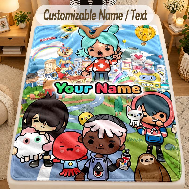 Flannel BlanketToca Boca Custom Name Text Personalized Soft Warm Throw Blanket Home Decor Gift