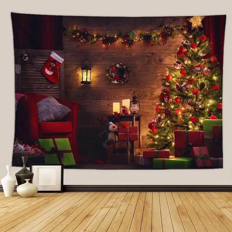 Рождественская елка камин узор гобелен спальня гостиная домашнее рождественское украшение