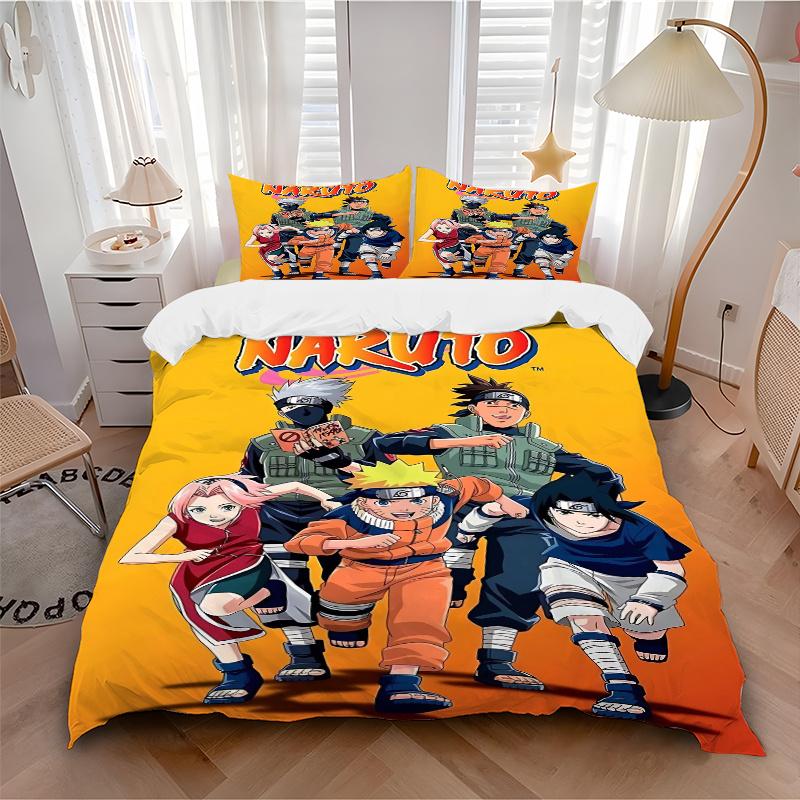 3pcs Naruto Design Quilt Cover Set - Soft and Cozy Bedroom, Guest Room and Dorm Decorative Bedding 3-Piece Set 1 Quilt Cover + 2 Pillow Shams.H06