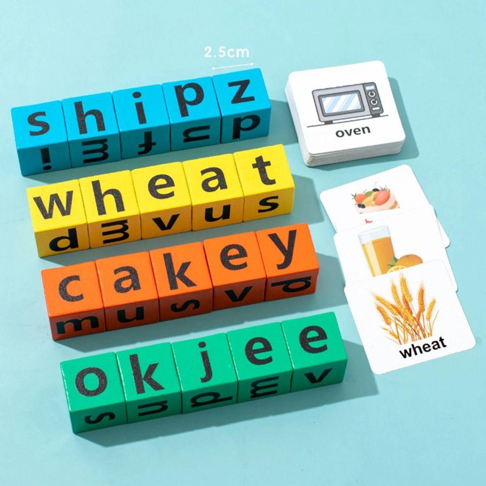 Educational Toys Alphabet Learning Toys Wooden Multi Letter Spelling Block  Kindergarten