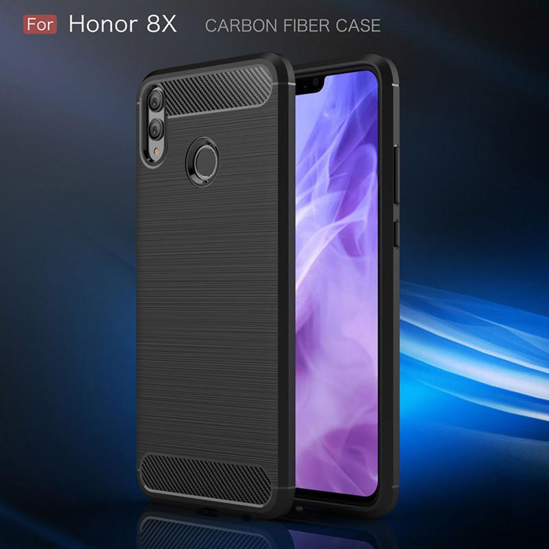 Матовый силиконовый чехол для Honor 8X, ТПУ, противоударный, из углеродного волокна, мягкая задняя крышка для Honor 8x, противоударный матовый чехол для Huawei