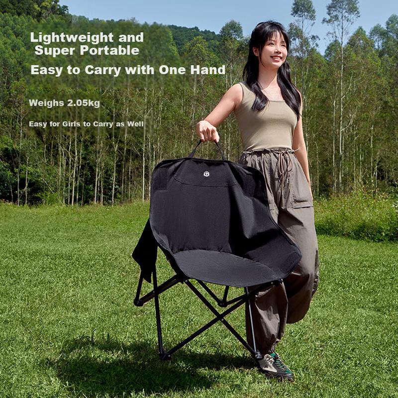JD Original Outdoor Folding Chair, Portable Moon Chair, Camping Chair, Beach Chair, Fishing Chair, Folding Stool, Medium Size, Black