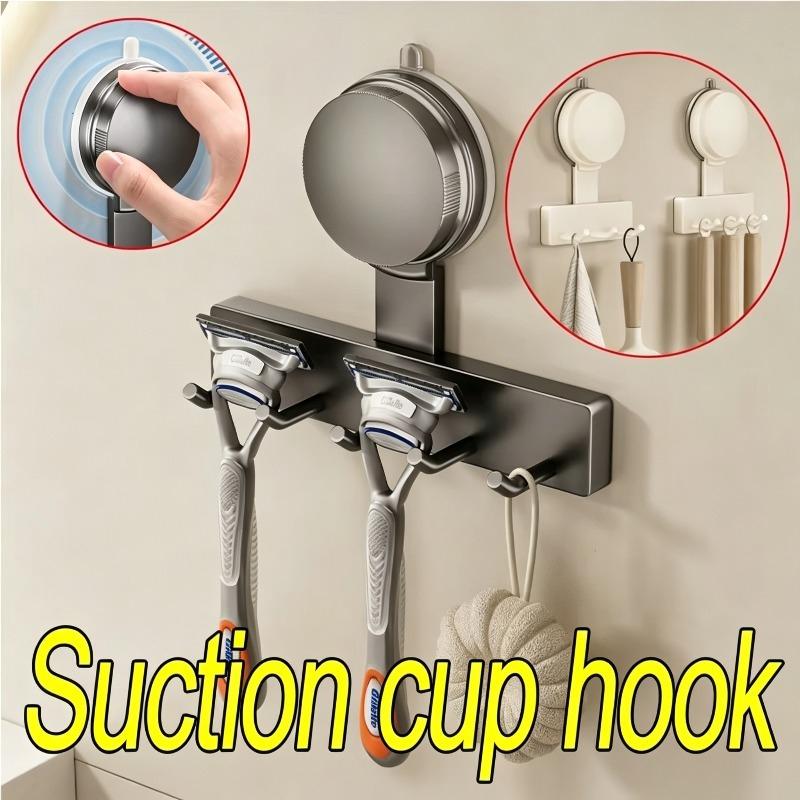 Strong Load-Bearing No Punching Suction Cup Hook Bathroom Wall Mounted Door Hanging Clothes Rack Clothes and Towel Racks