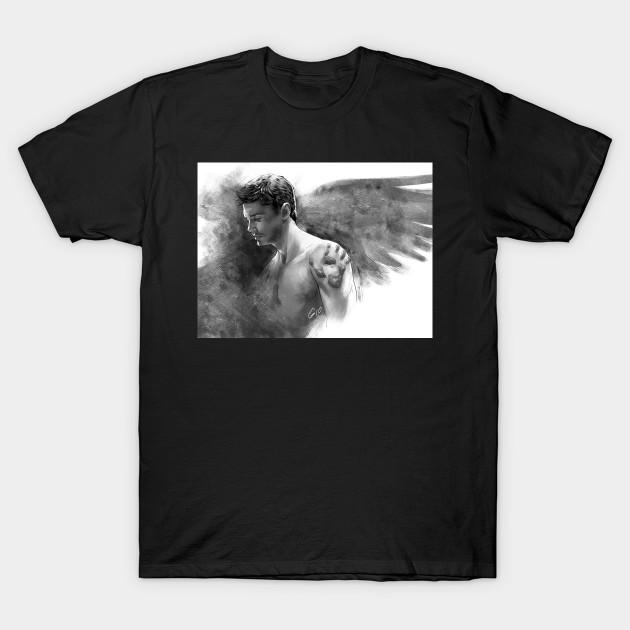 Men Black Print T-shirt The Handprint Scar No-Cut Transfer Paper Print Cotton Tshirt