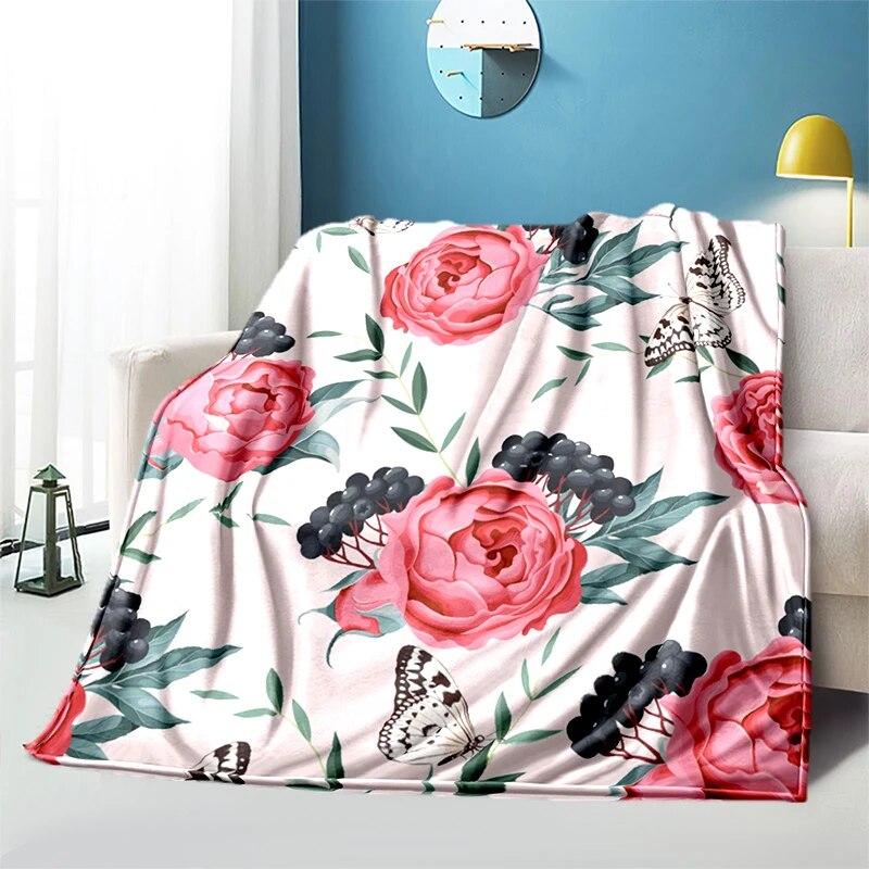 Мягкий плюшевый диван-кровать с цветком розы, тонкие одеяла для пикника с героями мультфильмов, современное фланелевое одеяло Gedruckt Bettdecke Geschenk