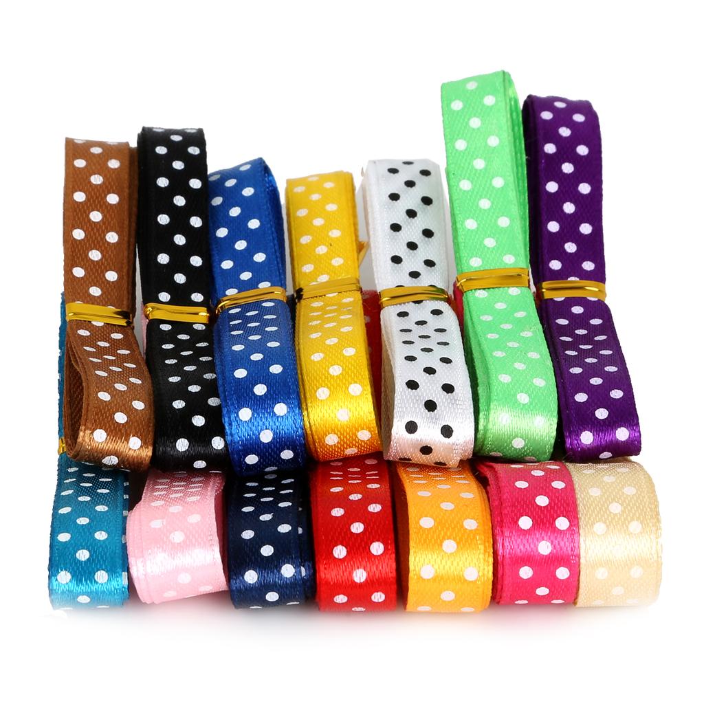 15 метров атласная лента с принтом в горошек, одиночная тесьма, повязка на голову для волос для рукоделия, банты, аксессуары для одежды