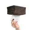 Car Sun Visor Tissue Holder With Strong Magnet Leather Interior Accessory Pull-Out Tissues Luxury Style In Gray Brown