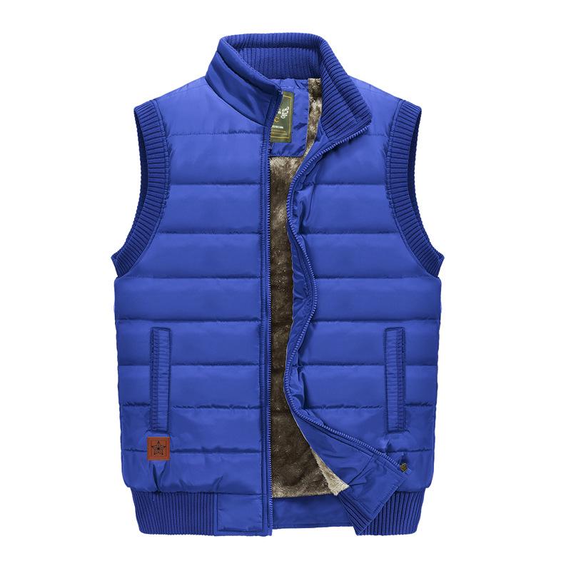 Men's Waterproof Thickened Velvet Stand-Up Collar Windproof Vest, Loose Fit for Dad, Large Size Warm Waistcoat