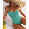 Sexy Ribbed One Piece Swimsuit Solid Swimwear Women 2022 Cut Out Monokini High Cut Swimming Suit For Women Bathing Suits