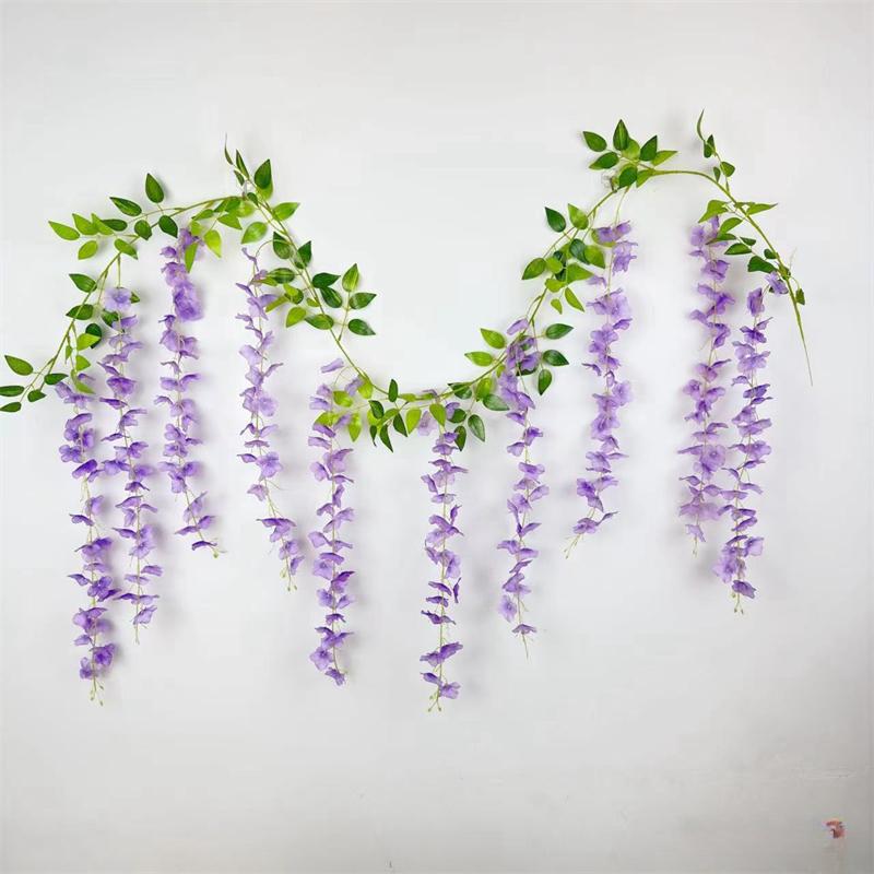 Полоски с имитацией цветка глицинии, искусственные полоски из ротанга, украшения для свадебной вечеринки, настенные подвесные потолочные сцены, макет в помещении и на открытом воздухе