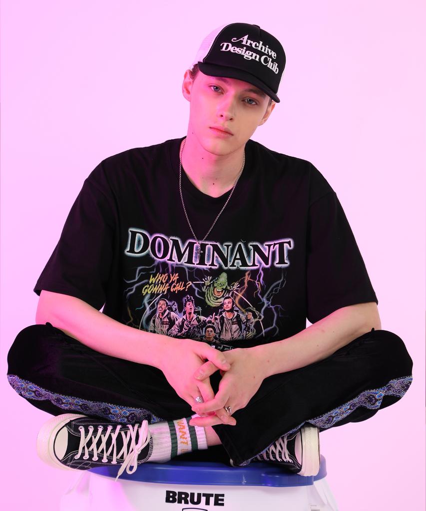 DOMINANT Unisex Ghost Print Embroidered Oversized Short Sleeve Tee
