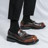 Men's Shoes New Small Leather Shoes Autumn Trend Personality Chain Loafers Men's Foreign Trade Fashion Retro Leather Shoes Men
