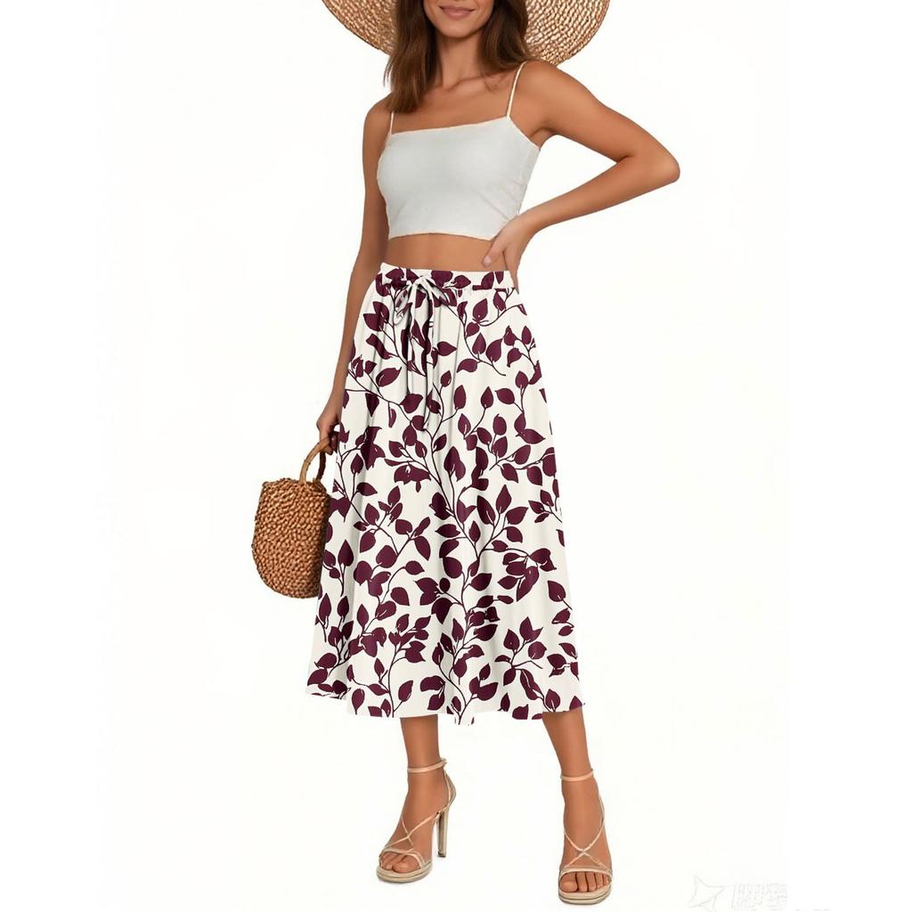 Women's Skirt Bohemian Skirt Floral Print Casual Temperament Pocket Skirt