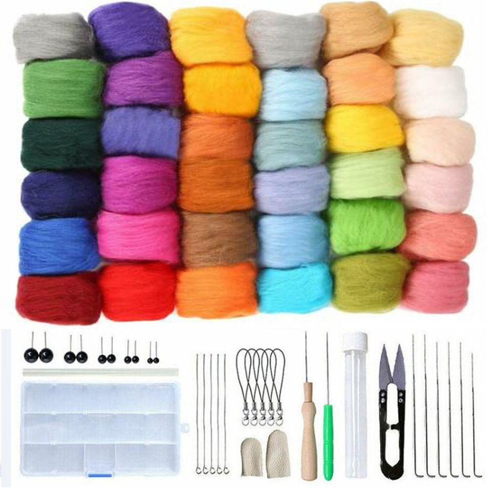 Starter Tool Kit DIY Crafts Foam Mat Needle Felting Kit Wool Roving Felting Sewing Tool Set