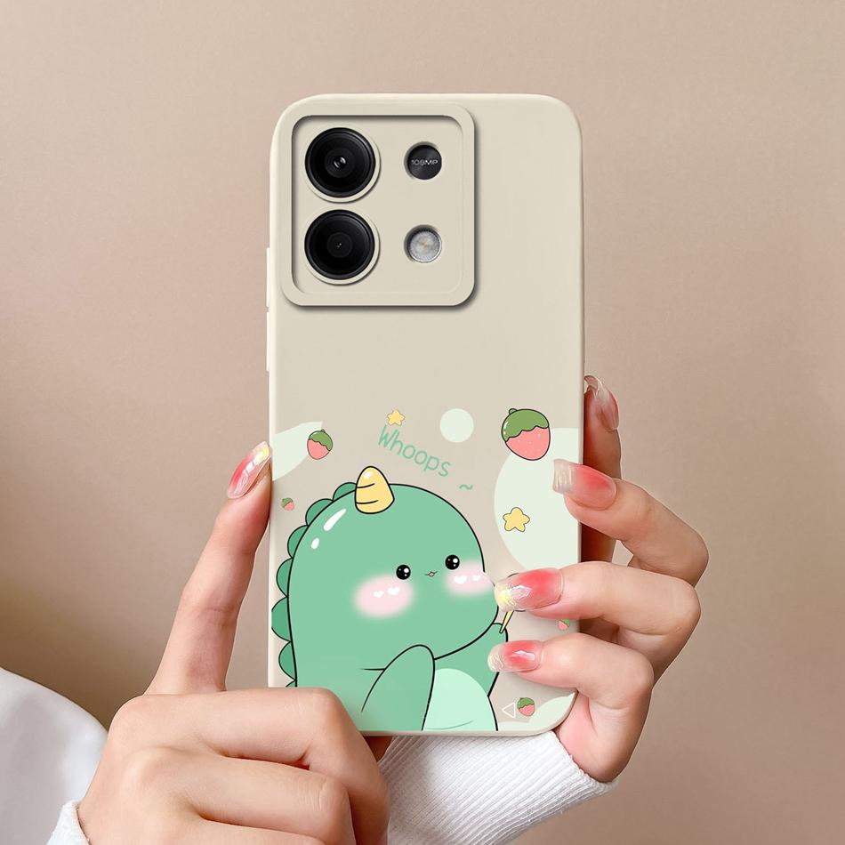 Чехол Для Redmi Note 13 Pro Динозавр Жидкий Силикон Полная Защита Ударопрочный Задняя Крышка Для Xiaomi Redmi Note13 Pro 13Pro 4G 5G