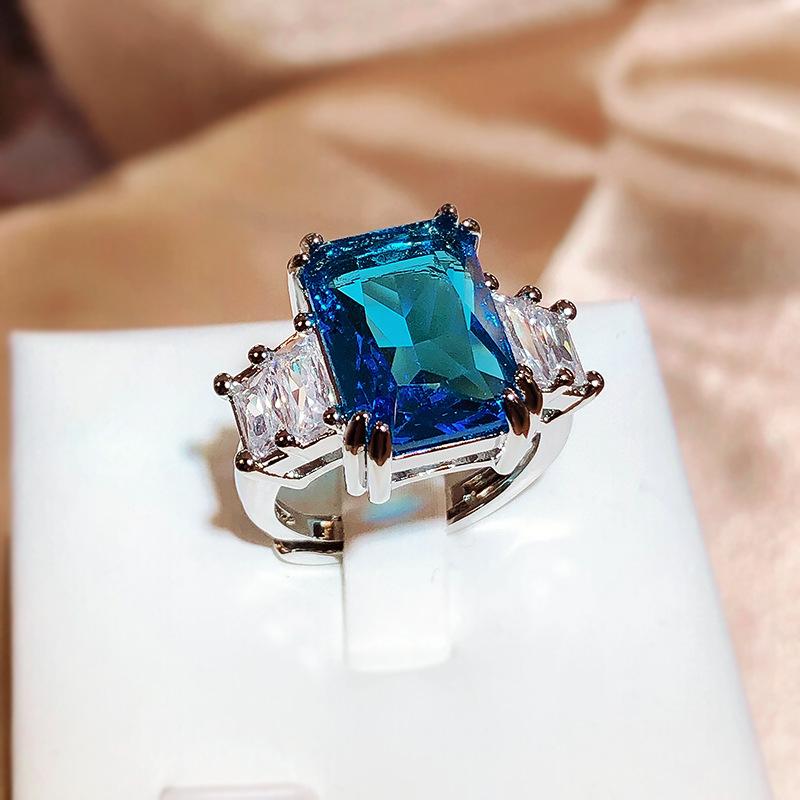 Кольцо с параибой Розовое/голубое/зеленое циркониевое кольцо для женщин Высококачественная праздничная бижутерия Обручальное кольцо Подарок на годовщину Ювелирные изделия для женщин