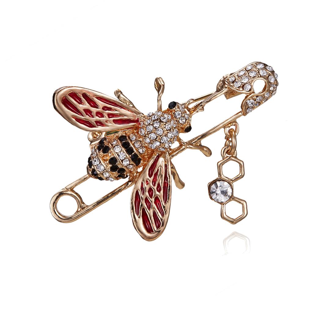 Rinhoo Delicate Little Bee Brooch Crystal Rhinestone Insect Ant Flying Bee Animal Honeybee Enamel Pins Broach Needle Badge Gifts