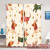 2pcs,Curtains Christmas Dachshund Kawaii Cute (3) Light Filtering Modern Curtains Polyester Easy Install Curtains Outdoor