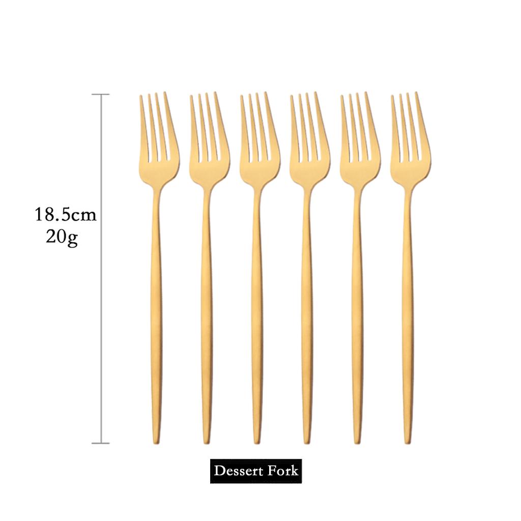 6pcs Gold Matte Cutlery Set Stainless Steel Dinnerware Flatware Kitchen Butter Knife Dessert Fork Spoon Set Silverware Tableware Set