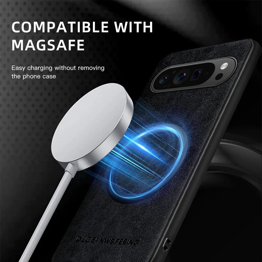 Кожаная защитная крышка для Goolge Pixel 9 Pro XL 9 8 7 Pro 9a 8a 7a Для Magsafe Беспроводной зарядки Магнитные чехлы для телефона