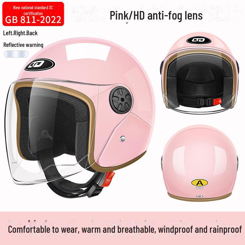 3C Certified Electric Bike & Motorcycle Helmet with Double Windshield - All-Season, Warm Safety Half Helmet