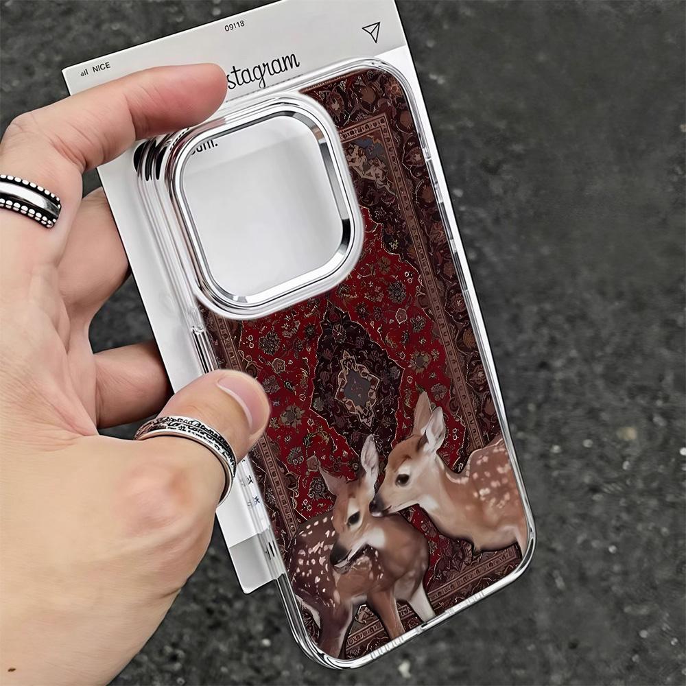 Чехол для телефона "Два оленя" для iPhone 17 17E 16E 15 Pro Max 12 14 11 16 13 Прозрачный Ультратонкий Защитный Чехол Coque