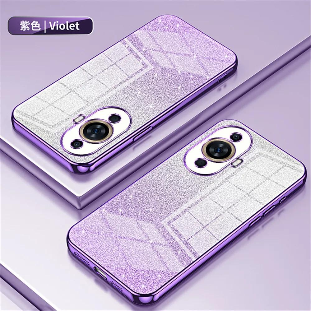 Gradient Glitter Plating Clear Phone Case, Soft Silicone Shockproof Cover For Huawei Nova 11 12 10 9 SE 8i 7I 5i Pro 5T Y90
