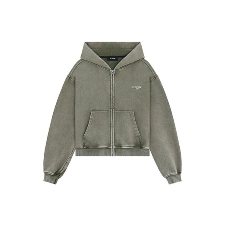 WE11DONE Washed Faded Letter Print Long Sleeve Jacket Unisex jackets Khaki WD-TJ3-23-820-U-KK