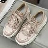 Thick-soled Satin Casual Board Shoes Women's 2025 New Silk Sports Shoes Heightened Lace-up Niche Satin White Shoes Women