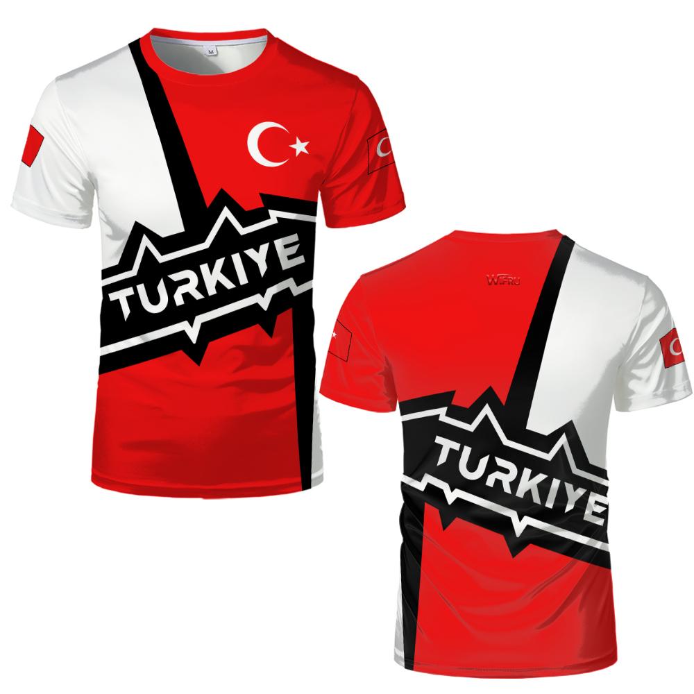 Turkish Graffiti-style Printed T-shirt Men's Turkish Flag Graphic O-Neck Tee Unisex Breathable Sports Casual Short-sleeved Top