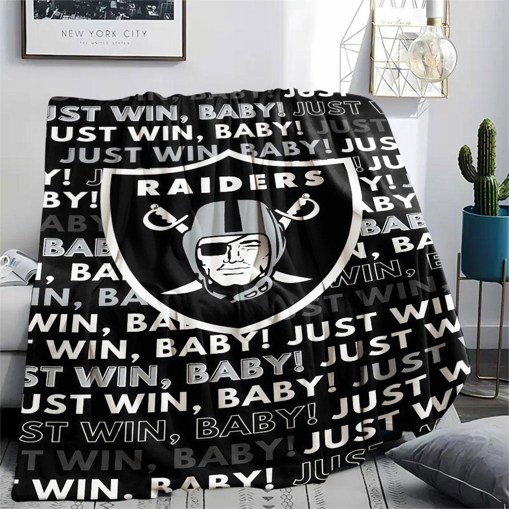 Black Raiders Printed Flannel Blanket, soft throw for bedroom sofa, washable, fan merchandise, great gift.