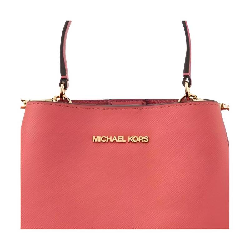 Michael Kors Логотип Пратта Магнитная застежка Покрытый холст Искусственная кожа Сумка через плечо Сумка-тоут Маленькая Женская Сорбетно-розовый