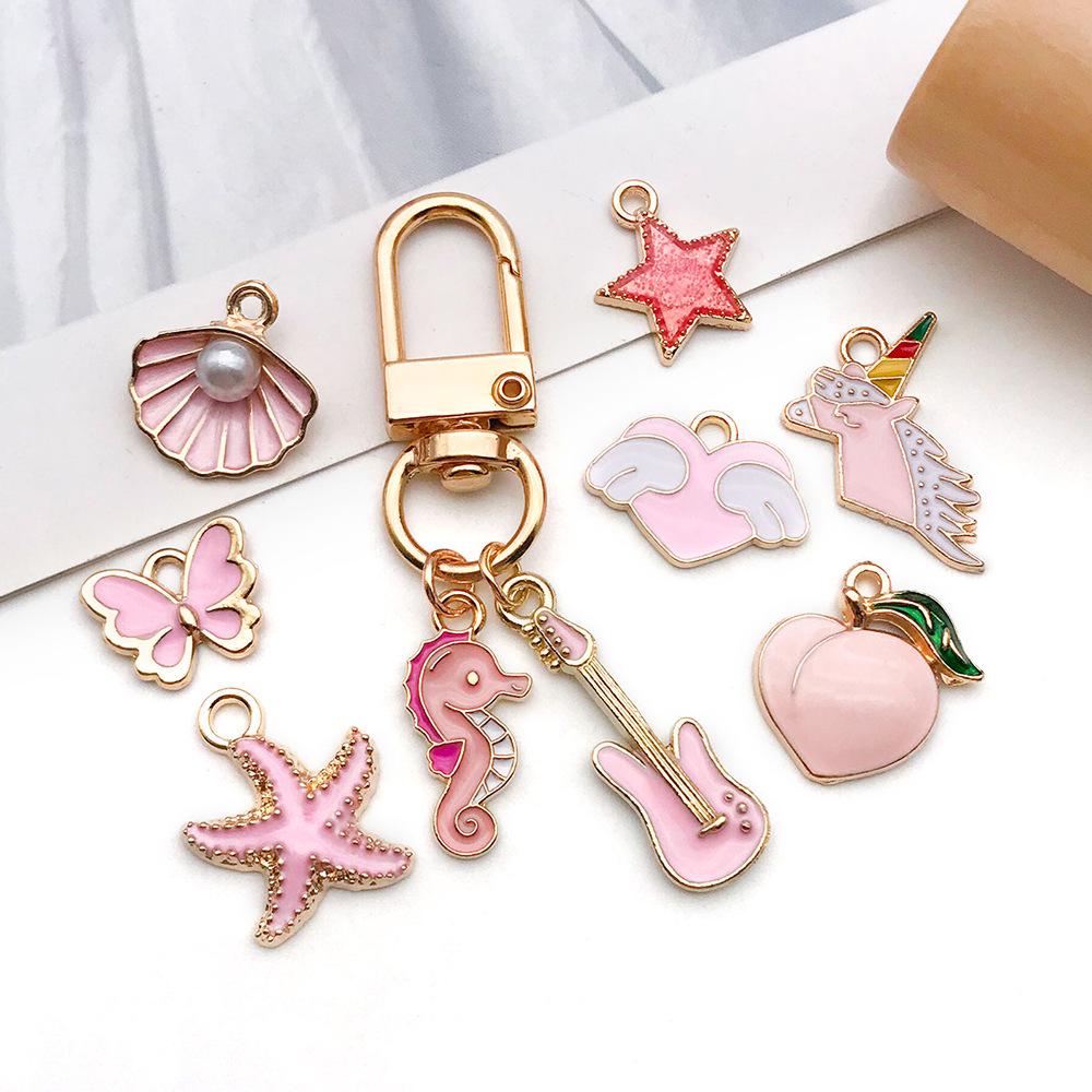 Pink Series DIY Jewelry Accessories: 20-Drop Oil Mix for Bracelets, Earrings, Keychains, Pendants, Butterflies & Unicorns