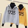 Composite Velvet Thickened Autumn and Winter High-neck Sweatshirt Women's Long-sleeved Korean Version Loose and Versatile Fake Two