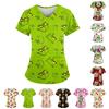Women's Christmas Snowman Loose V-Neck Pocket Print Short Sleeve Slim Fit Top