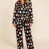 Halloween Women Long Sleeve Pajama Set Casual Lapel Loungewear Relaxed Fit