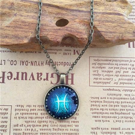 Ebay Мода Винтаж Медь Время Камень Двенадцать Созвездий Ожерелье Цепочка для Свитера