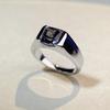 S925 Sterling Silver Unisex Ring with Gray & Black Diamond Ice Flower Cut