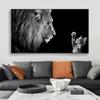 Черно-белый постер с изображением животных Лев и маленькая кошка, холст, картина, настенные художественные картины для гостиной, домашний декор, Cuadros Decorativos
