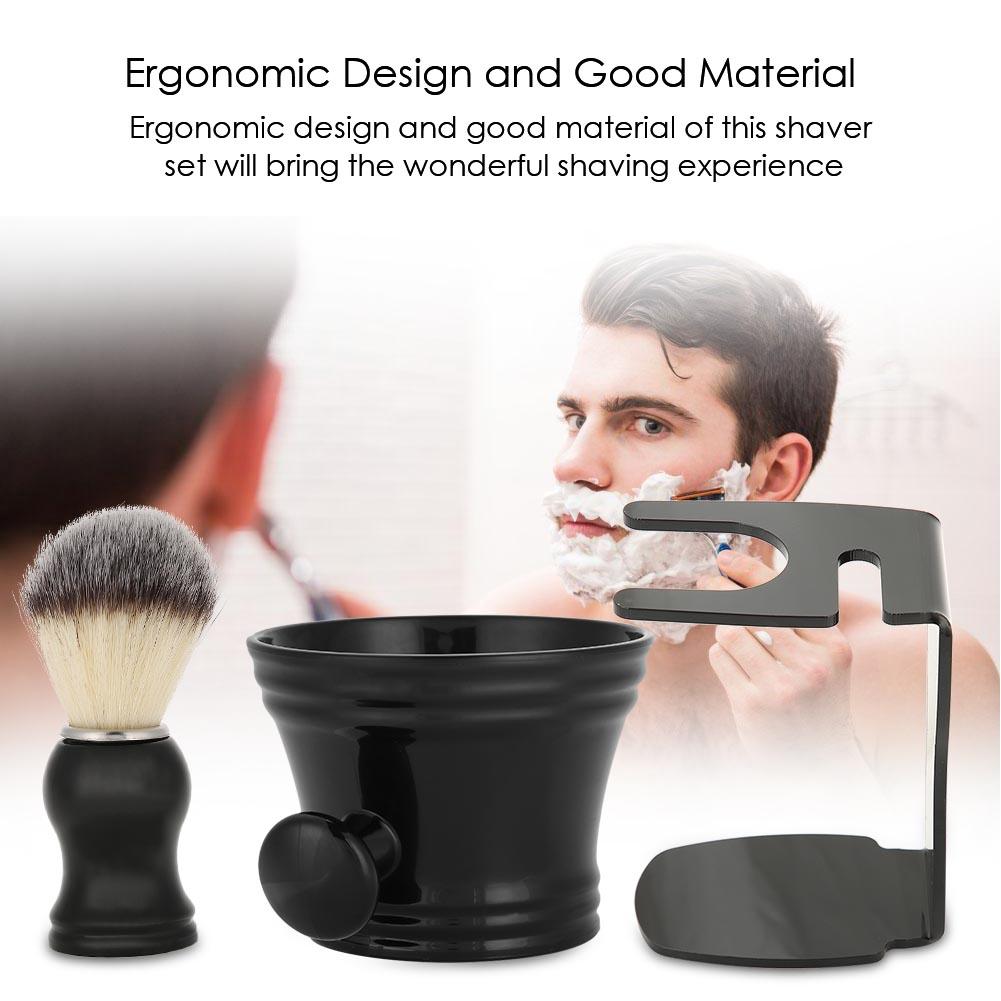 3 IN 1 Shaving Brush Set With Brush Stand & Soap Bowl Men Shaving Kit Tool